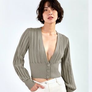 Wilfred Sage Green Ribbed Cardigan